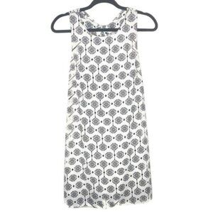 EClair Geometric Print Pattern Black and White Cross Back Sleeveless Tunic Dress